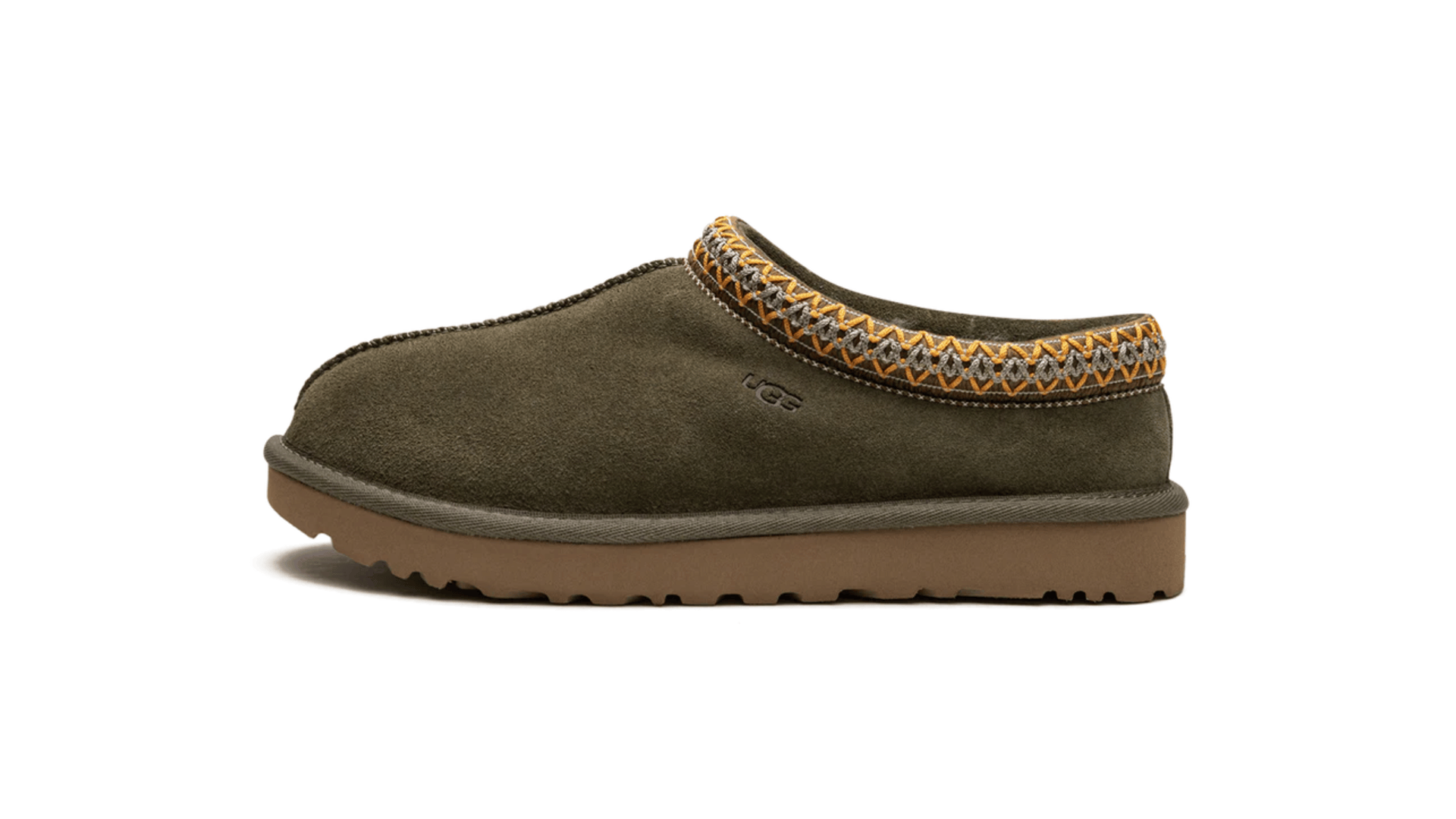 UGG Tasman Kategoriebild mit Wildleder-Slipper und charakteristischer Tasman-Bordüre von UGG
