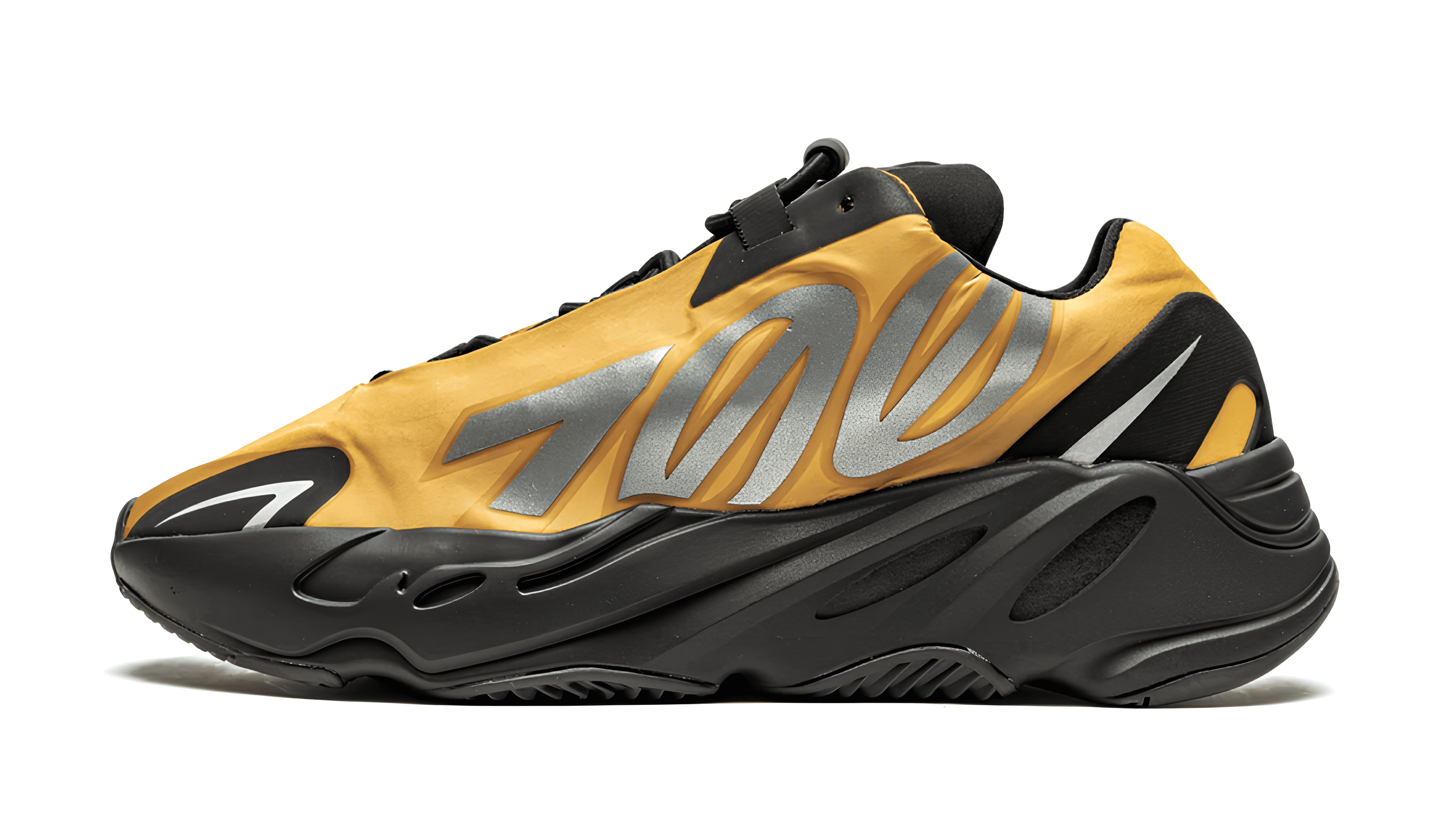 Yeezy Boost 700 MNVN Kategoriebild mit futuristischem Sneaker, reflektierendem 700 Schriftzug und BOOST-Dämpfung