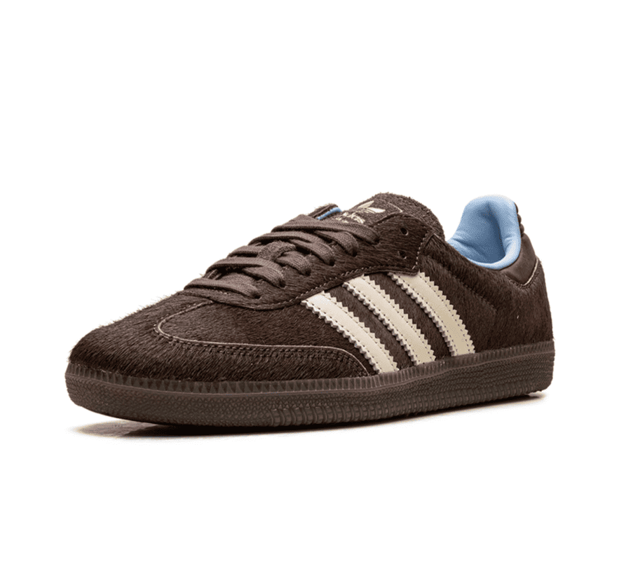 adidas Samba OG Brown Pony Hair KI2515 Damen einzelner Schuh seitlich mit Pony Hair Upper