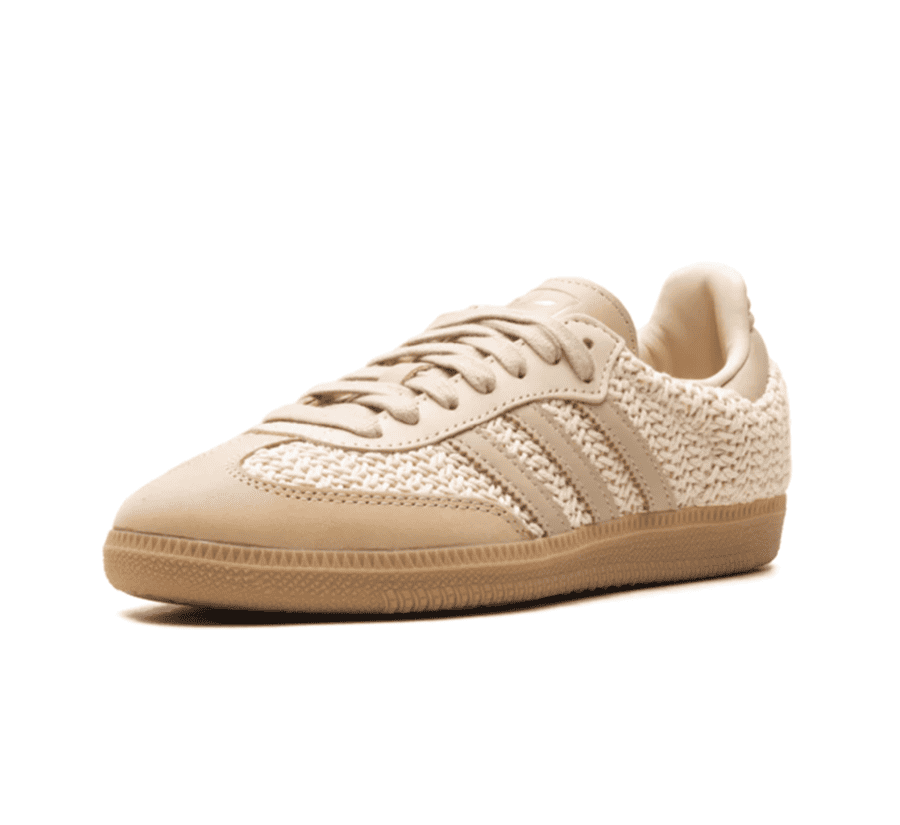 Adidas Samba Crochet Sand Strata einzelner Sneaker seitlich