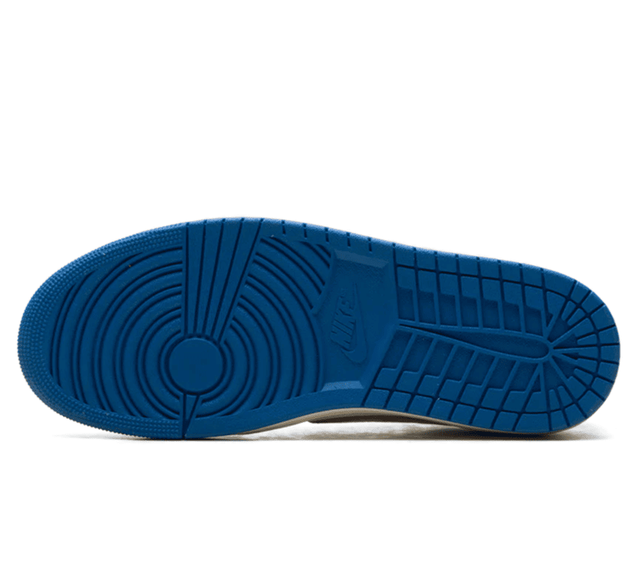 Air Jordan 1 Low OG SP x Travis Scott x Fragment Sail Military Blue Outsole Gummisohle Profil