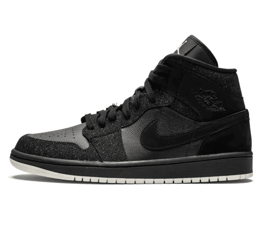 Air Jordan 1 Mid Glitter Black Damen BQ6472-001 Paar vorne aus Perspektive