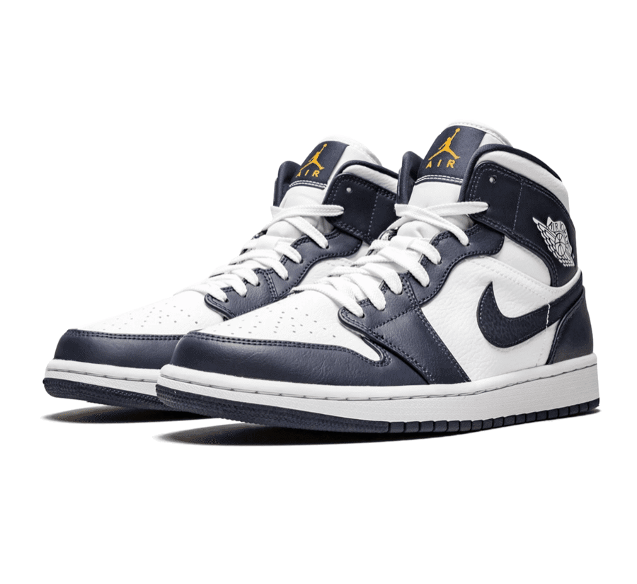 Air Jordan 1 Mid White Metallic Gold Obsidian