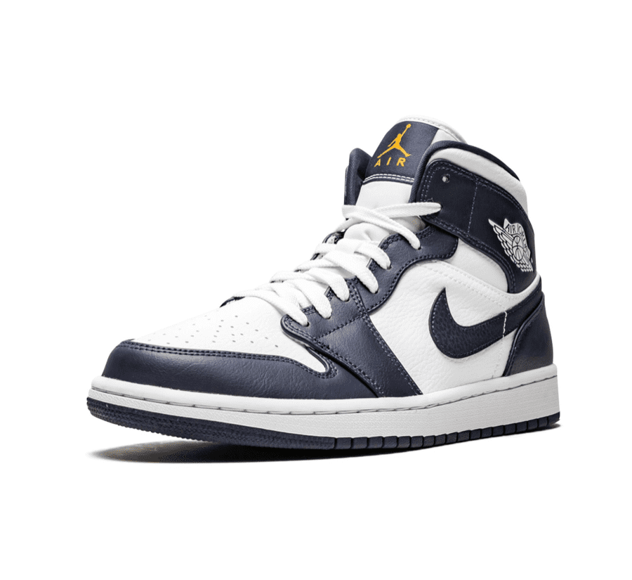 Air Jordan 1 Mid White Metallic Gold Obsidian