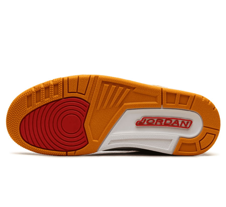 Air Jordan 3 Orange Citrus W Outsole unten mit klassischer Air Jordan 3 Gummiaußensohle