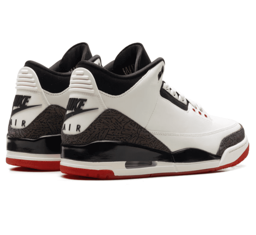 Air Jordan 3 World’s Best Dad Paar hinten mit hochwertiger Fersenkappe und exklusiven Sonderedition-Details