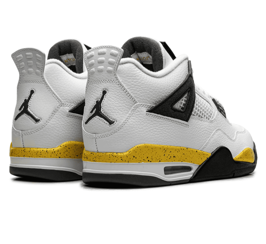 Air Jordan 4 Tour Yellow Rare Air IO2463-102 Paar hinten mit Jumpman Branding