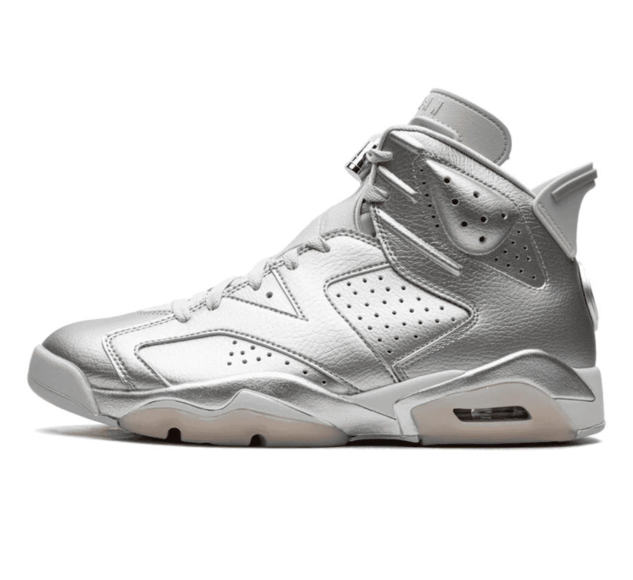 Air Jordan 6 PSG Paris Saint-Germain Silver Sneaker Paar vorne Perspective