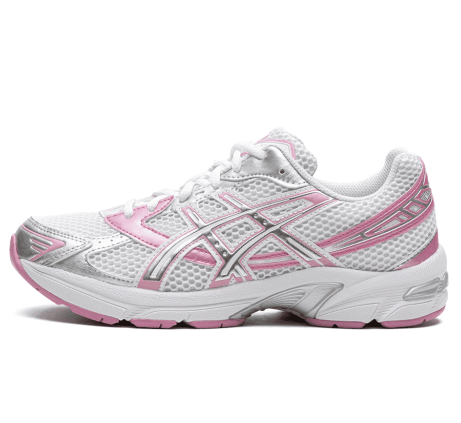 ASICS GEL-1130 White Silver Pink 1202A507-100 Damen Sneaker Paar von vorne in Weiß Silber und Rosa