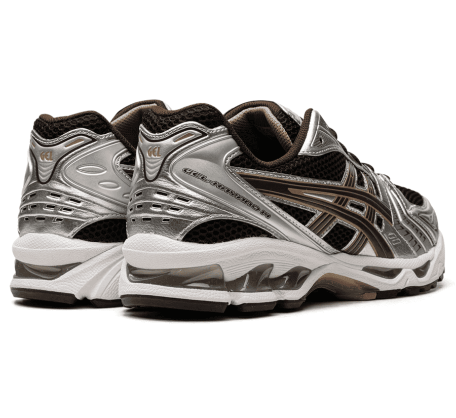 ASICS GEL-KAYANO 14 Black Coffee 1201A019-004 Paar hinten mit Coffee Brown Details