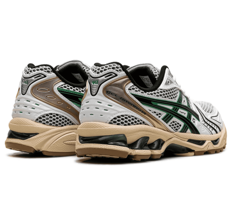 ASICS GEL-KAYANO 14 Hinoki Beige 1203A740-103 Sneaker Paar von hinten