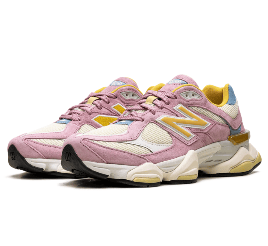 New Balance 9060 Pink Taffy Seitenansicht mit markanter ABZORB-Mittelsohle und Pink Taffy Colorway
