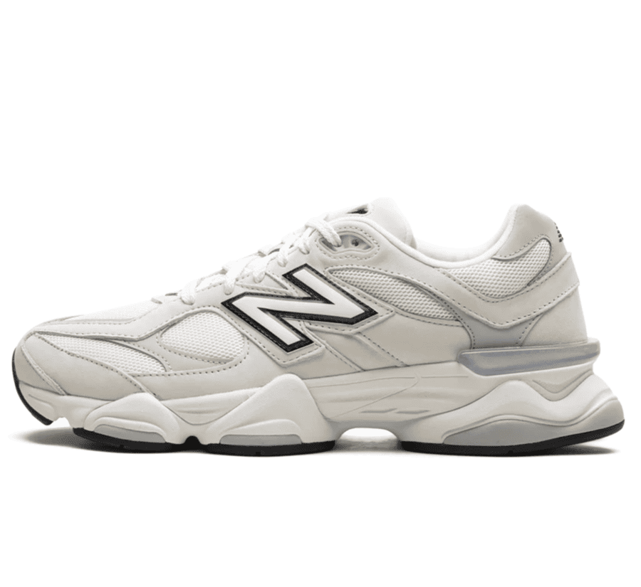 New Balance 9060 Sea Salt Raincloud U9060ZGF Sneaker Paar von vorne in Cremeweiß und Grau