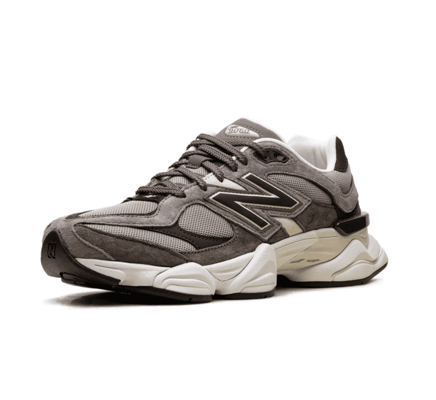 New Balance 9060 Thunder Brown einzelner Schuh seitlich mit voluminöser ABZORB Mittelsohle