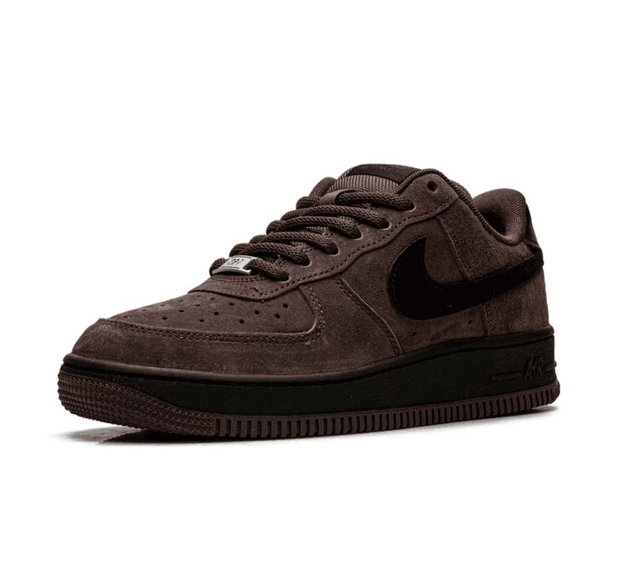 Nike SB Air Force 1 Low Light Chocolate Black HM8517-201 einzelner Sneaker seitlich mit schwarzem Swoosh