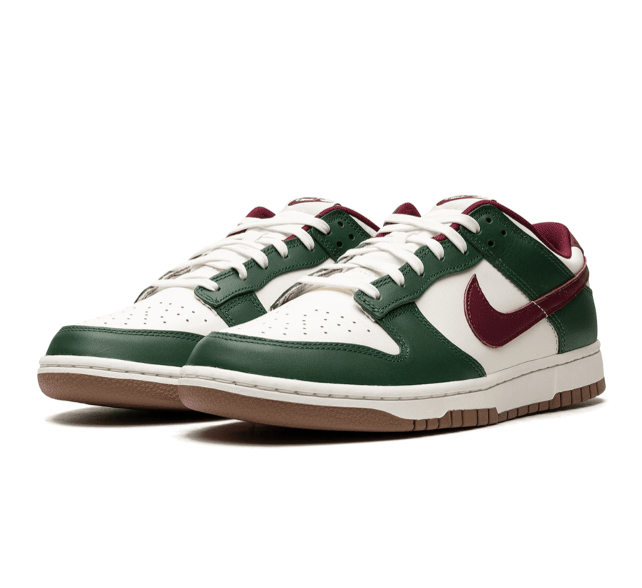 Nike Dunk Low Gorge Green Team Red Paar beide Seite