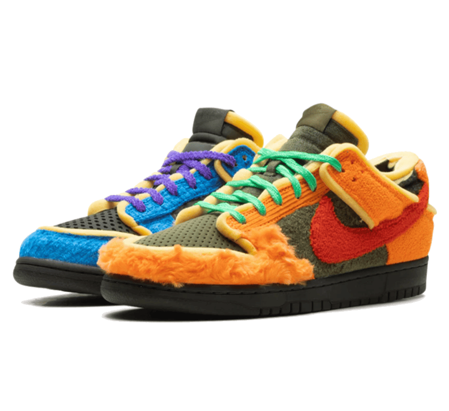 Nike Dunk Low x CPFM Cactus Plant Flea Market "Swamp Sponge Photo Blue" - blau orange grün schwarzer Sneaker