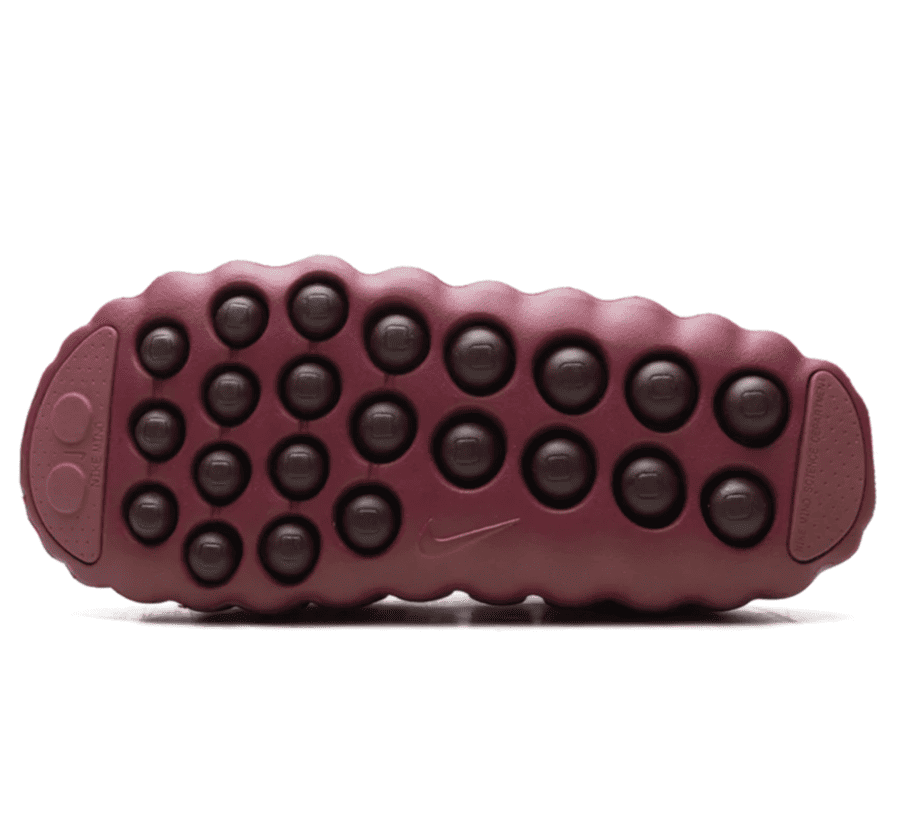 Nike Mind 001 Pink Smoke Damen Outsole unten mit 22 beweglichen Nike Mind Druckpunkten und Gummi-Pods