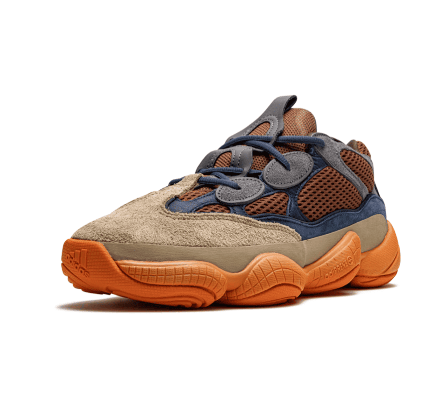Yeezy 500 Enflame - braun orange blauer Sneaker