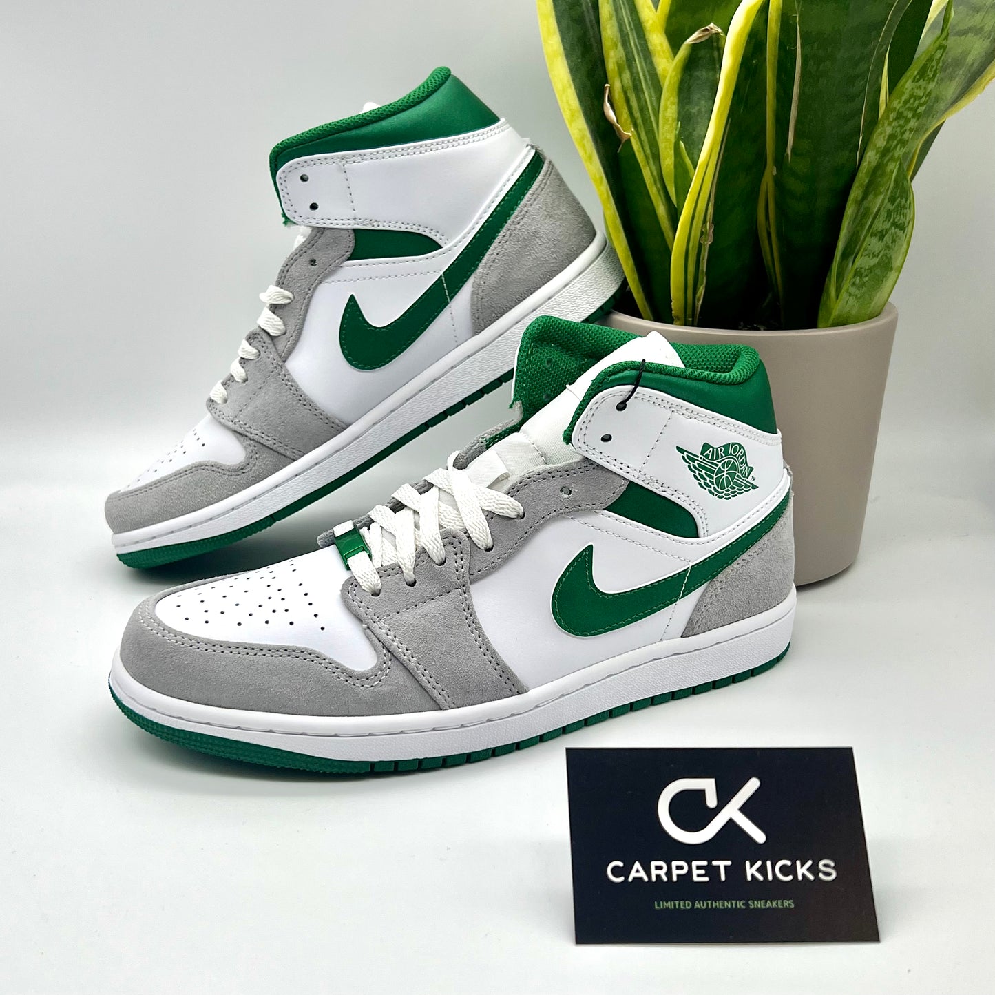 Air Jordan 1 Mid Green Grey - CARPET KICKS