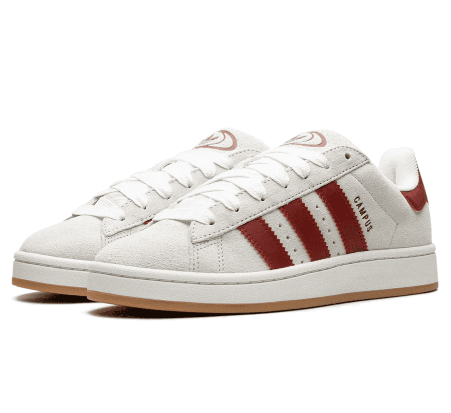 Adidas Campus 00's Crystal White Preloved Ruby (W) - grau roter Sneaker