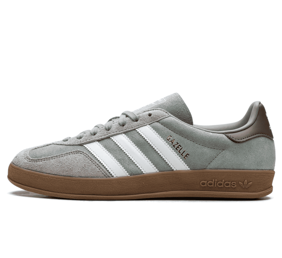 adidas Gazelle Indoor Silver Pebble Silver Green JI3526 Paar vorne aus Perspektive