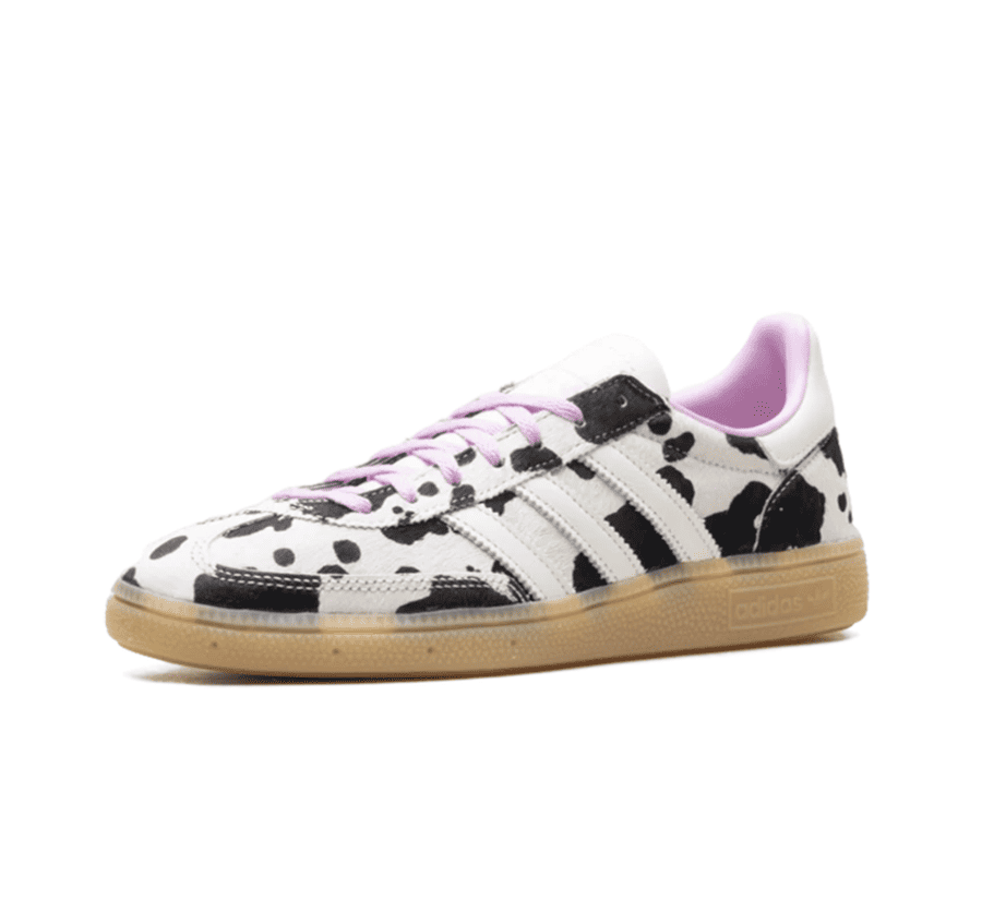 adidas Handball Spezial Cow Print Bliss Lilac KJ0090 einzelner Schuh seitlich mit Three Stripes