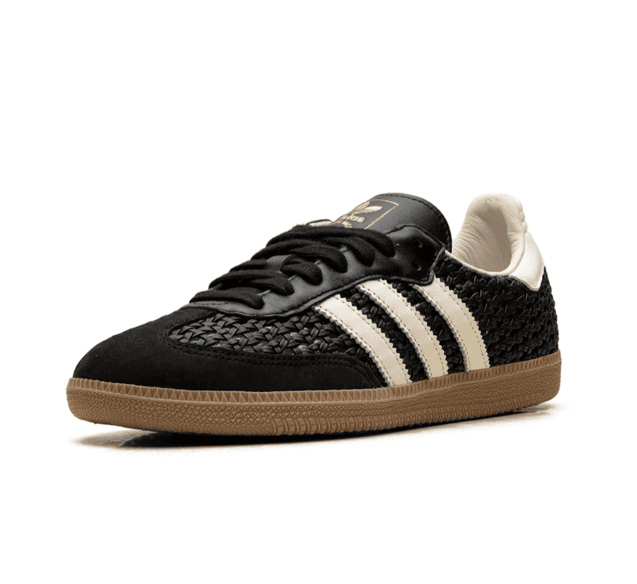 adidas Samba OG Basketweave Black Cream White W HQ9282 einzelner Sneaker seitlich