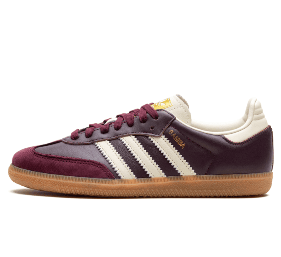 Adidas Samba Maroon Cream White Sneaker Paar vorne Perspective