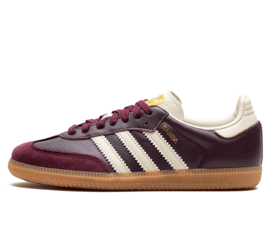 Adidas Samba Maroon Cream White Sneaker Paar vorne Perspective