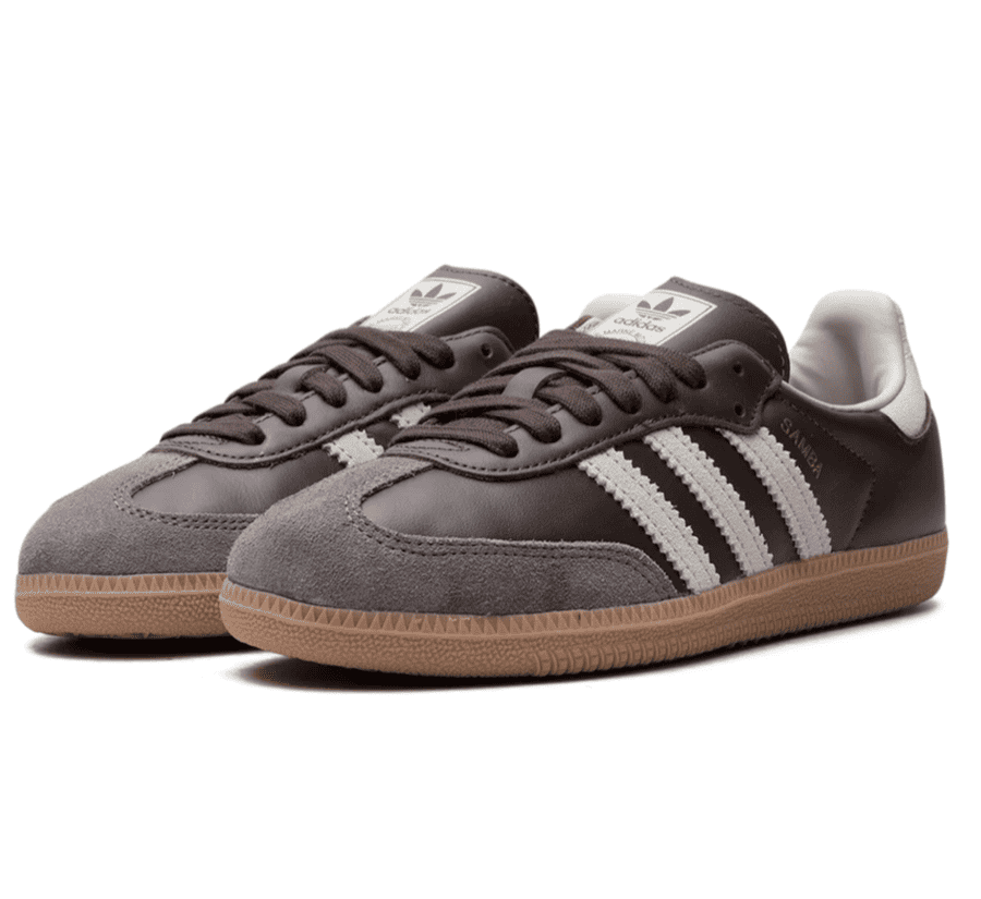 adidas Samba OG Brown Putty Grey ID1481 seitliche Ansicht mit Putty Grey 3-Streifen