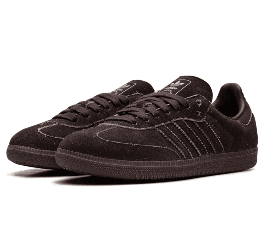 adidas Samba OG Shadow Brown Seitenansicht mit tonalen 3-Streifen und klassischem T-Toe