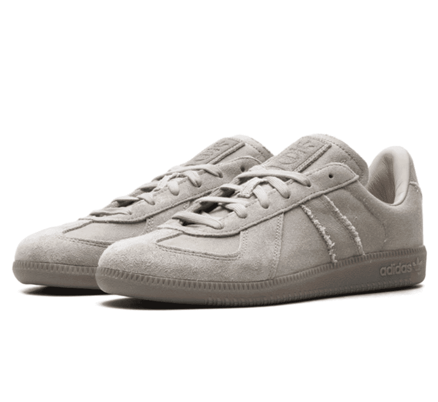Adidas BW Army Silver Pebble Seitenansicht mit hellem Leder und silbernen Details
