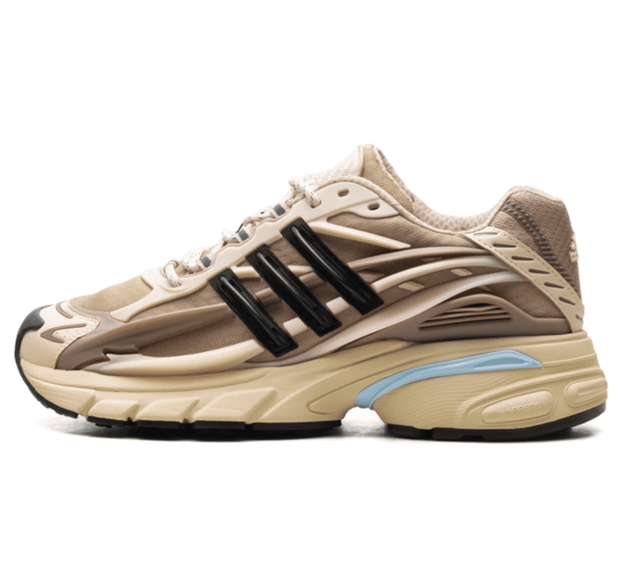 adidas Adistar Jellyfish x Pharrell Williams Crystal Sand KH6729 Sneaker Paar von vorne in Beige und Braun