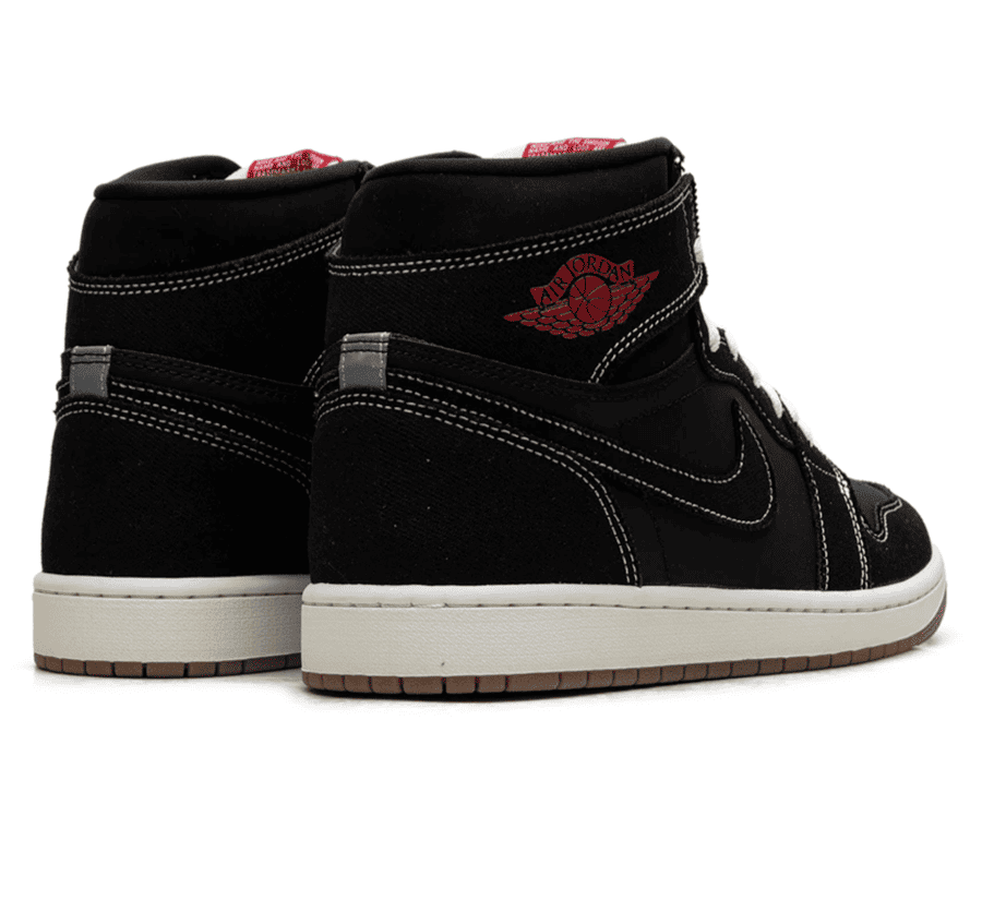 Air Jordan 1 High OG Flight Club Paar hinten mit schwarzem Fersenbereich und Vintage Details