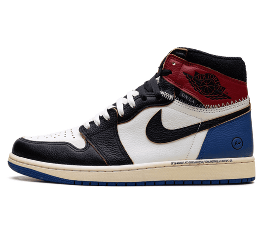 Air Jordan 1 High OG SP Fragment Union LA Varsity Red Sneaker Paar vorne Perspective