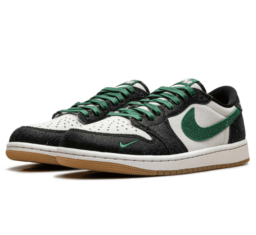 Air Jordan 1 Low OG Phantom Pine Green IR2283-030 Seitenansicht mit Pine Green Swoosh