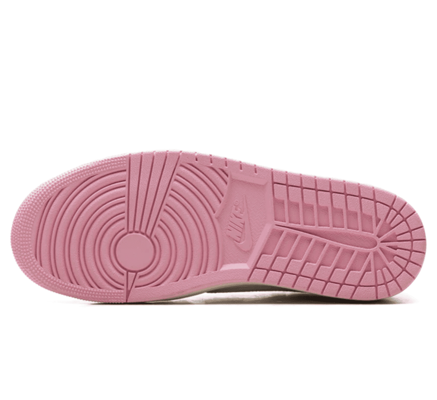 Air Jordan 1 Low OG SP Travis Scott Shy Pink Outsole unten mit klassischer Air Jordan 1 Gummiaußensohle