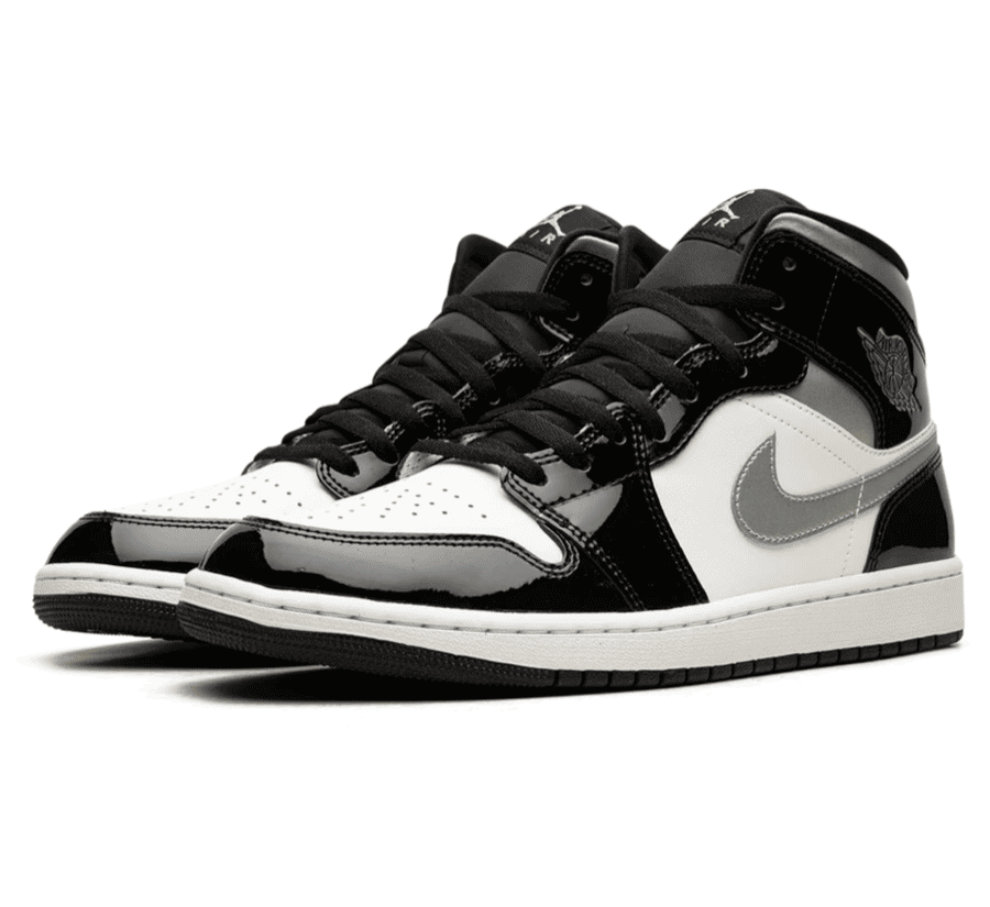 Air Jordan 1 Mid Black Patent - schwarz weiß grauer Sneaker