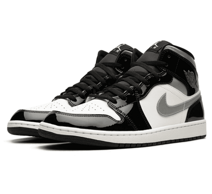 Air Jordan 1 Mid Black Patent - schwarz weiß grauer Sneaker