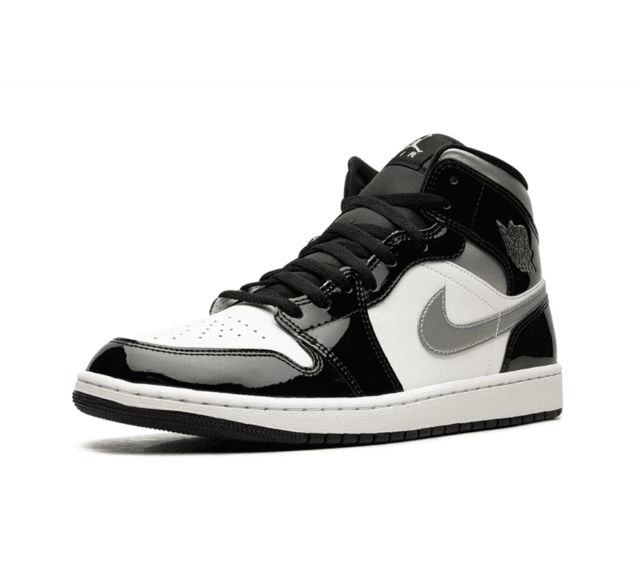 Air Jordan 1 Mid Black Patent - schwarz weiß grauer Sneaker
