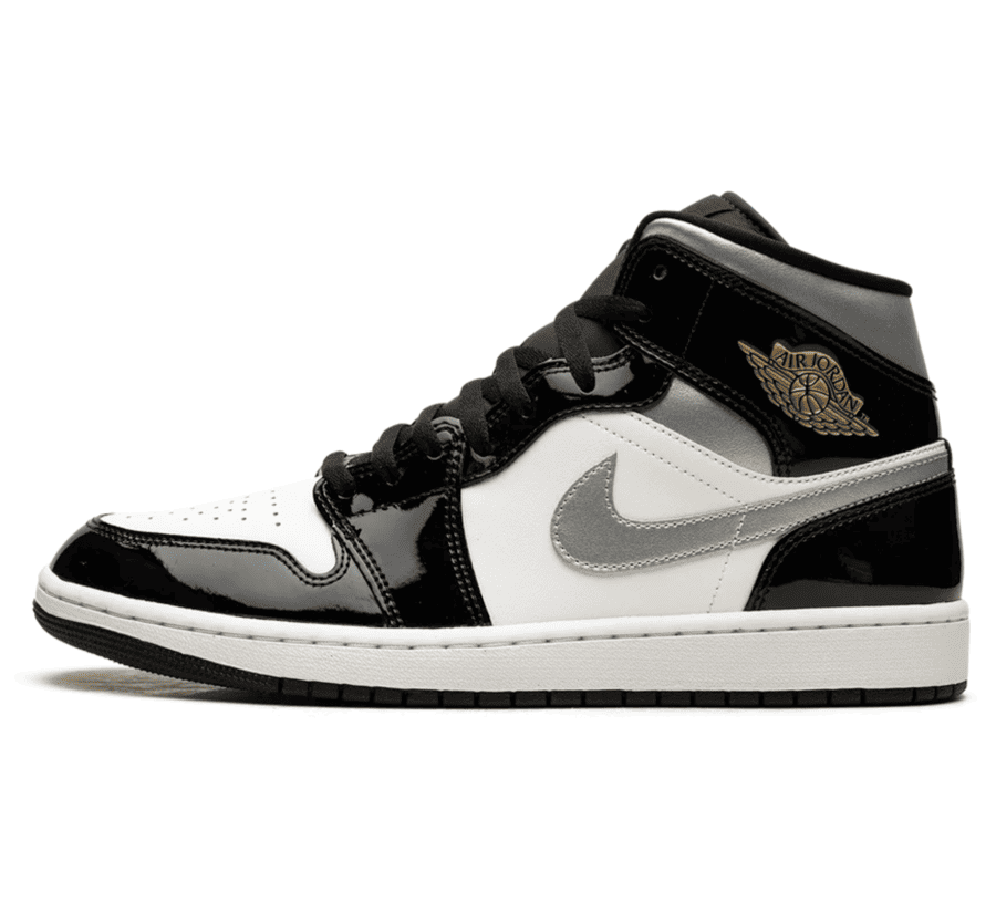 Air Jordan 1 Mid Black Patent - schwarz weiß grauer Sneaker