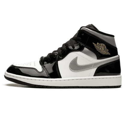 Air Jordan 1 Mid Black Patent - schwarz weiß grauer Sneaker