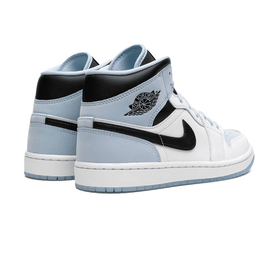Air Jordan 1 Mid Ice Blue Black Hinten