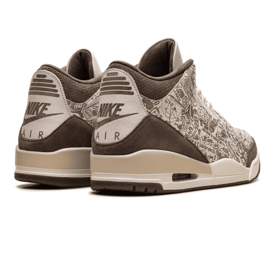 Air Jordan 3 Retro Laser Palomino JA1369-001 Paar hinten mit Jordan Details