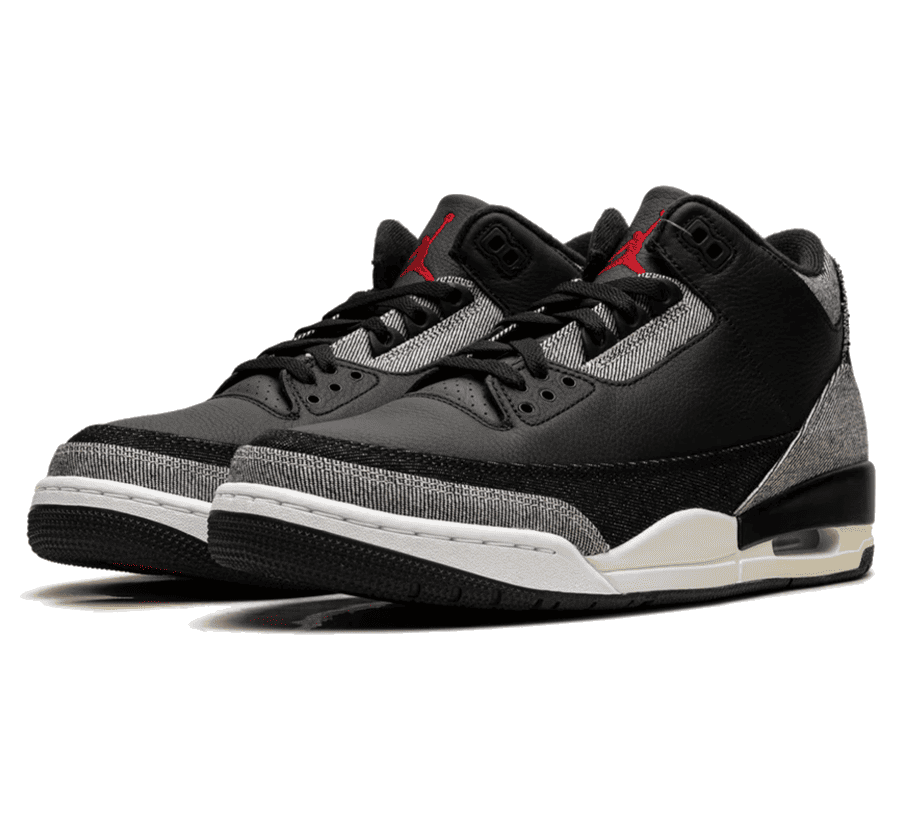 Air Jordan 3 x Levi’s Black Denim Seitenansicht mit Denim‑Overlay