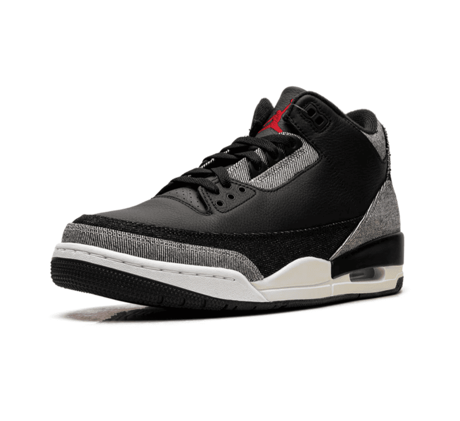 Air Jordan 3 x Levi’s Black Denim einzelner Sneaker seitlich