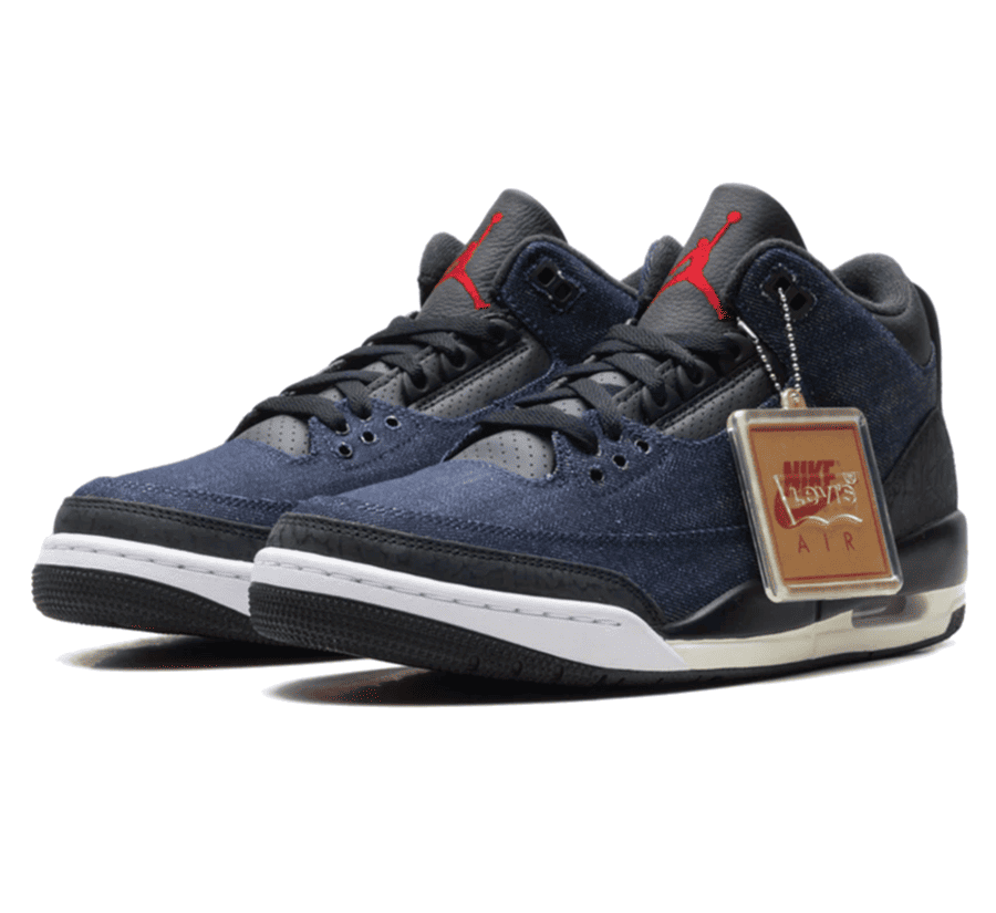 Air Jordan 3 x Levi’s Indigo Blue Seitenansicht mit Denim Upper