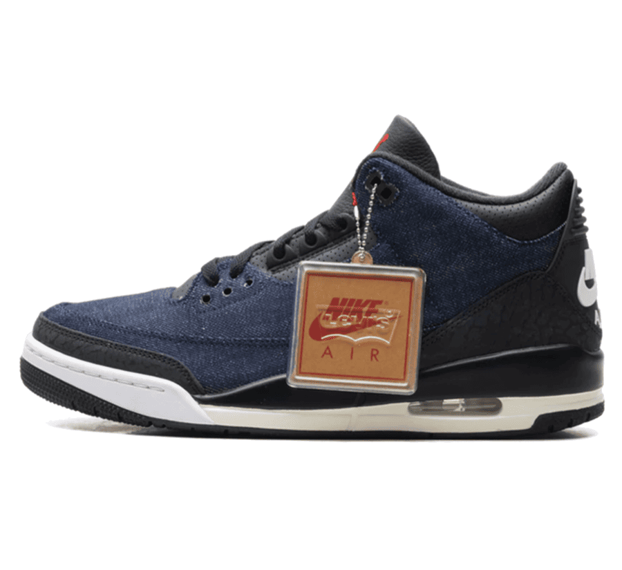Air Jordan 3 x Levi’s Indigo Blue Sneaker Paar vorne Perspective