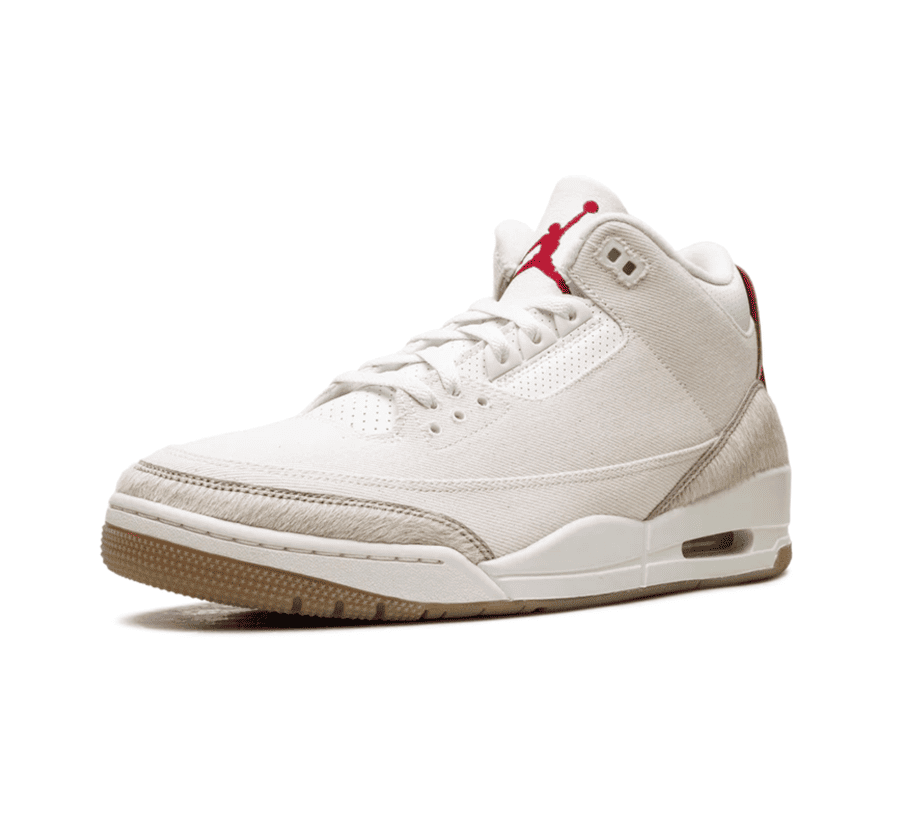 Air Jordan 3 x Levi’s Lunar New Year einzelner Sneaker seitlich Pony Hair Detail